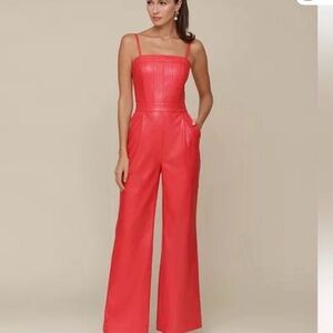 Avec Les Filles Vibrant Red Jumpsuit